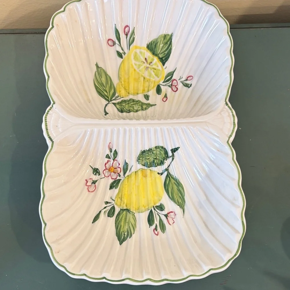 Vintage Italian Ceramic Double Serving Dish.